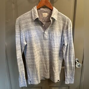 Faherty Heather Grey Long Sleeve Polo